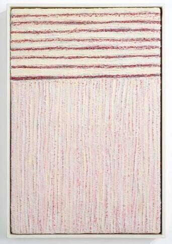 Abstract White and Red, a textured relief sculpture by David Hauge